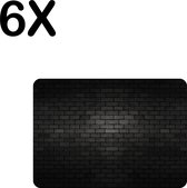 BWK Stevige Placemat - Zwarte Donkere Muur - Set van 6 Placemats - 35x25 cm - 1 mm dik Polystyreen - Afneembaar
