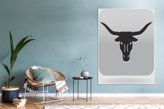 Une icône illustration de la toile Texas Longhorn 120x160 cm - Tirage photo sur toile (Décoration murale salon / chambre) / Animaux de la ferme Peintures sur toile XXL / Groot format!