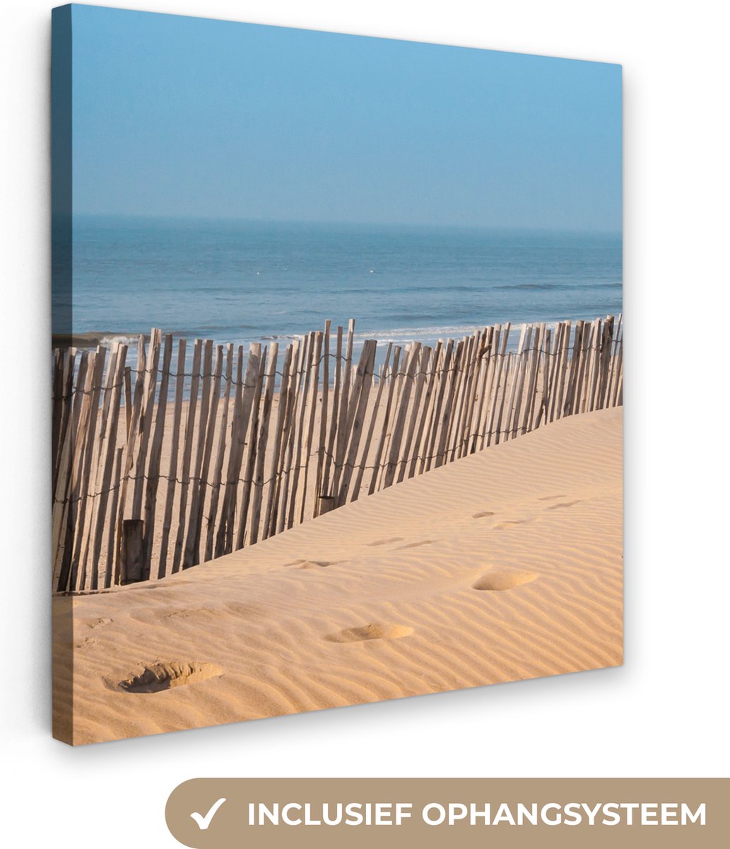 Canvas schilderij 50x50 cm - Wanddecoratie Strand - Zee - Palen - Muurdecoratie woonkamer 