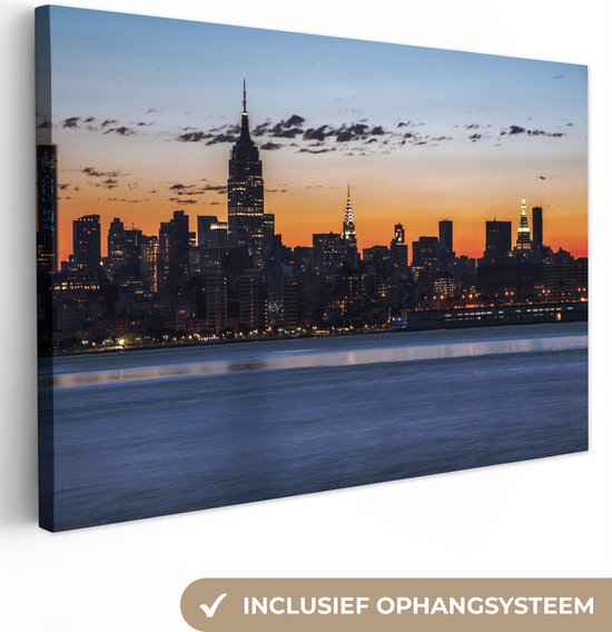 Canvas Schilderij New York - Skyline - Amerika - 120x80 cm - Wanddecoratie
