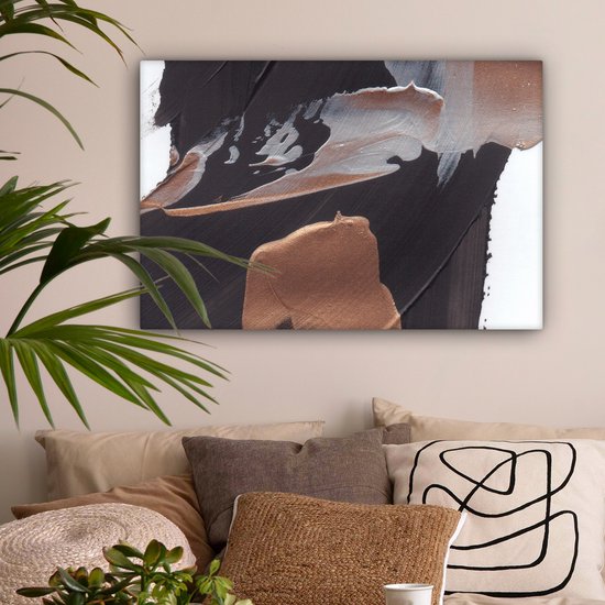 Tableau Peinture Abstrait - Peinture - Or - 180x120 cm - Décoration murale XXL