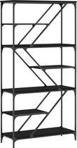 vidaXL - Boekenrek - 91x36x176 - cm - bewerkt - hout - en - staal - zwart