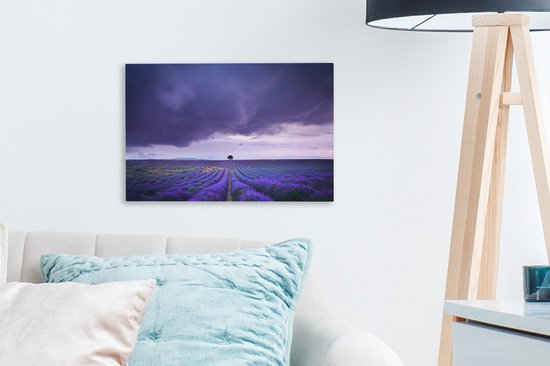 Nuages sur les champs de lavande Toile 30x20 cm - petit - Tirage photo sur toile (Décoration murale salon / chambre)