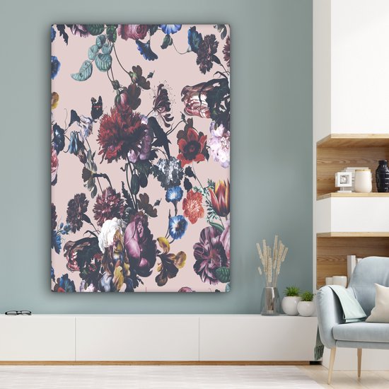 Peintures sur Toile - Fleurs - Motifs - Vintage - 120x180 cm - Décoration murale XXL
