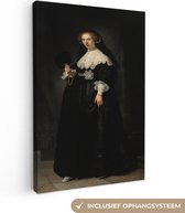 Canvas schilderij 120x180 cm - Wanddecoratie Het huwelijksportret van Oopjen Coppit - Rembrandt van Rijn - Muurdecoratie woonkamer - Slaapkamer decoratie - Kamer accessoires - Schilderijen