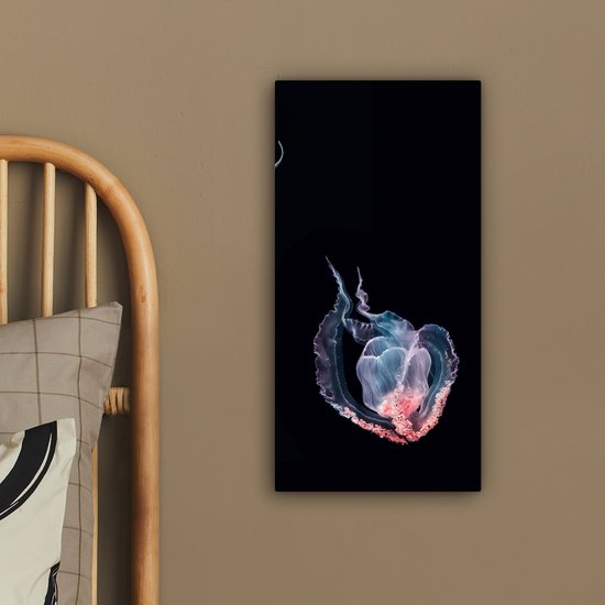Tableau sur toile Méduse - Animaux aquatiques - Zwart - 20x40 cm - Décoration murale