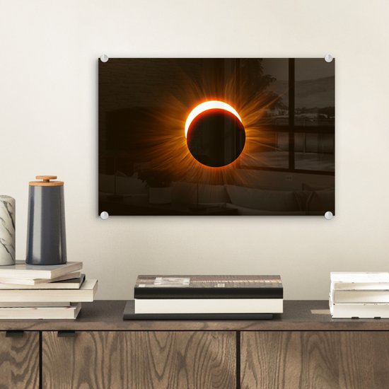 Peinture sur Verre - Eclipse Rouge dans le Noir - 30x20 cm - Peintures sur Verre Peintures - Photo sur Glas