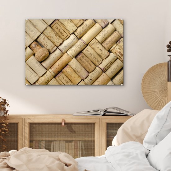 MuchoWow® Peinture sur Verre - Bouchons soigneusement posés - 60x40 cm - Peintures sur Verre Acrylique - Photo sur Glas