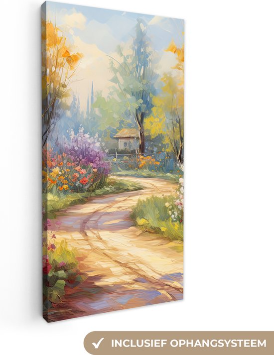 Canvas schilderij landschap 40x80 cm - Decoratie landelijk - Muurdecoratie canvasdoek voor slaapkamer - Bloemen kunstwerk - Muurdoek keuken natuur - Foto op canvas - Keukenschilderij woondecoratie - Kunst doek