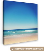 Canvas Schilderij Strand - Zee - Blauw - 90x90 cm - Wanddecoratie