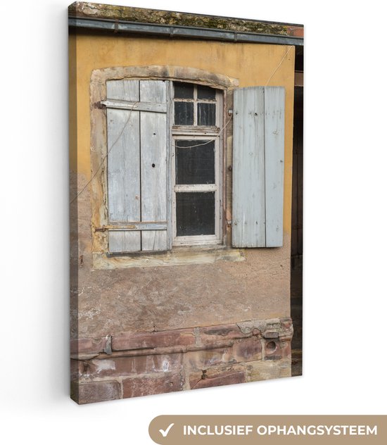Ancienne fenêtre aux volets anciens en toile 2cm 40x60 cm - Tirage photo sur toile (Décoration murale salon / chambre)
