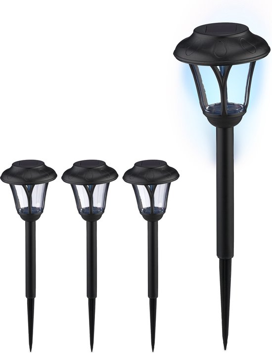 4x tuinlamp lichtbollen, kleurverandering, moderne solarlampen, breukglas look, waterdicht, met spies, zilverkleurig