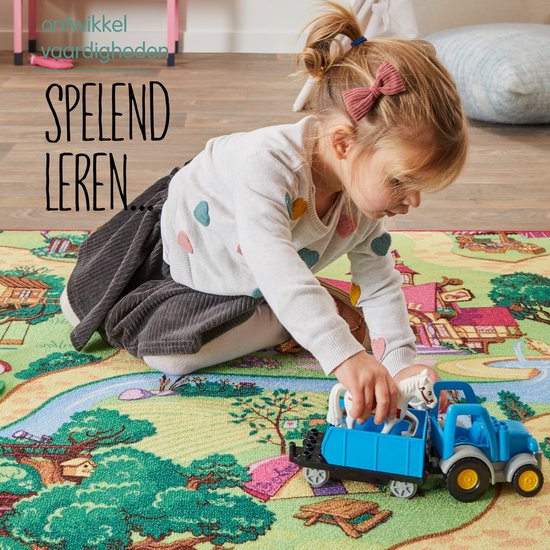 Carpet Studio Candy Town Speelkleed - Speelmat 95x200cm - Vloerkleed Kinderkamer - Anti-slip Speeltapijt - Verkeerskleed - Geel van Carpet Studio — afbeelding 3