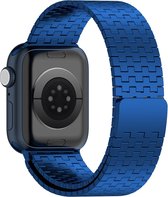Stalen bandje - RVS - geschikt voor Apple Watch Series 1/2/3/4/5/6/7/8/9/SE/SE 2 met case size 38 mm / 40 mm / 41 mm - blauw