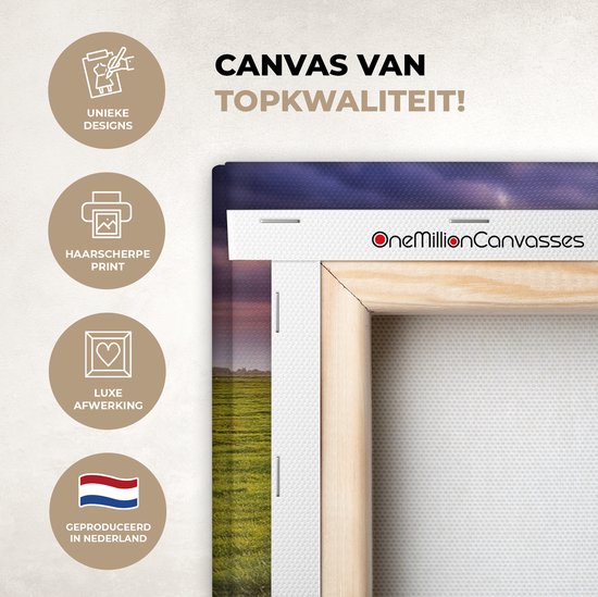 Tableau sur toile Vaches pendant un coucher de soleil - 40x20 cm - Décoration murale Art