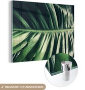 MuchoWow® Glasschilderij 80x60 cm - Schilderij acrylglas - Bladeren - Tropisch - Jungle - Foto op glas - Schilderijen