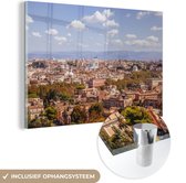 MuchoWow® Glasschilderij 180x120 cm - Schilderij acrylglas - Rome - Berg - Uitzicht - Foto op glas - Schilderijen