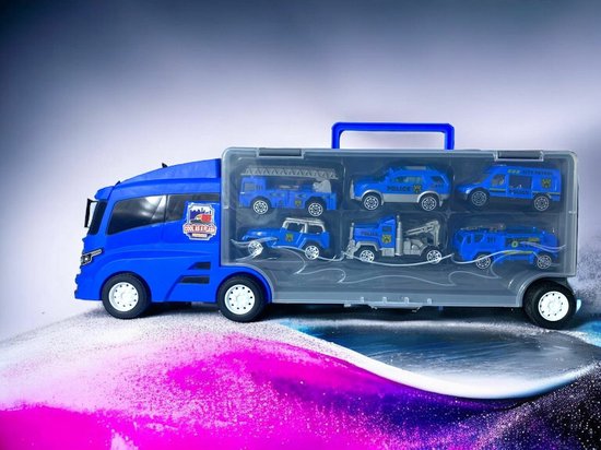 Vrachtwagen set Politie - transporter - 6-delig - Container truck koffer - 36.4 cm van Toi-Toys. — afbeelding 4
