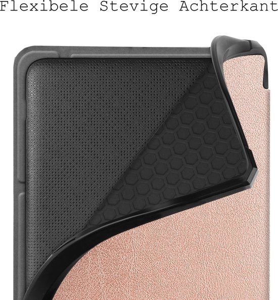 Hoes Geschikt voor Kobo Libra H2O Hoesje Bookcase Cover Hoes Trifold Met Screenprotector - Hoesje Geschikt voor Kobo Libra H2O Hoes Cover Case - Rosé Goud van Tech365 — afbeelding 5