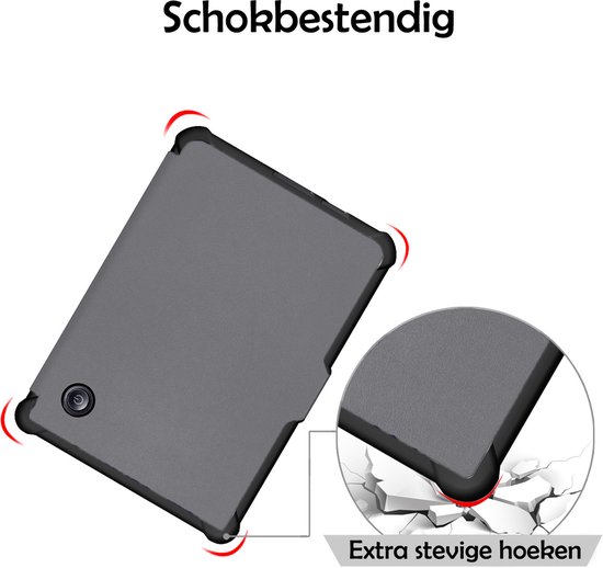 Hoesje Geschikt voor Kobo Libra H2O Hoes Bescherm Hoesje Case Sleep Cover Trifold Met Screenprotector - Hoes Geschikt voor Kobo Libra H2O Hoesje - Grijs van Hoesje  — afbeelding 5