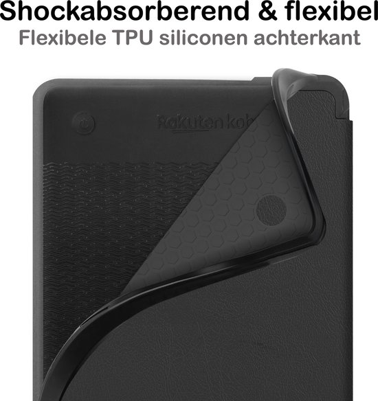Hoesje Geschikt voor Kobo Clara 2E Hoesje Luxe Bescherm Case Met Screenprotector - Hoes Geschikt voor Kobo Clara 2E Hoes Book Cover - Zwart van Hoesje  — afbeelding 3