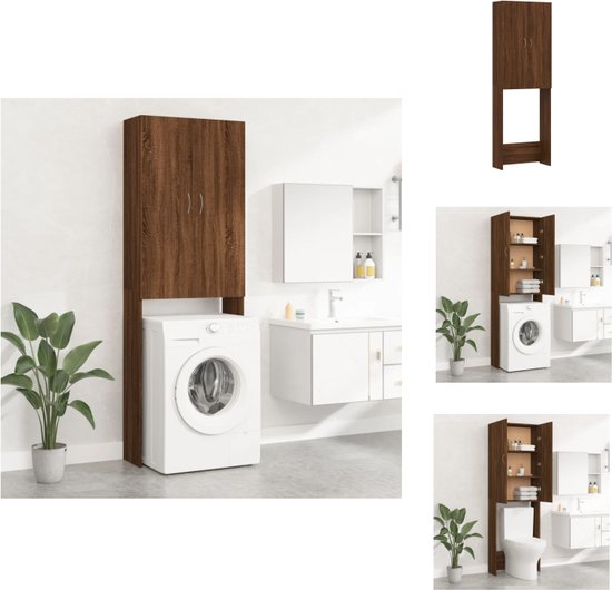 Armadio Per Bagno Sopra Il WC - Legno, 64x25.5x190 Cm, Con 2 Ante E 2 Scomparti Aperti, Bianco - Foto 5