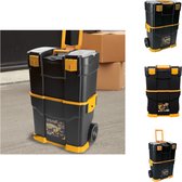 vidaXL Gereedschapskoffer op wieltjes - Zwart en Geel - 460 x 280 x 677mm - Stevig en Duurzaam - Gereedschapskoffer