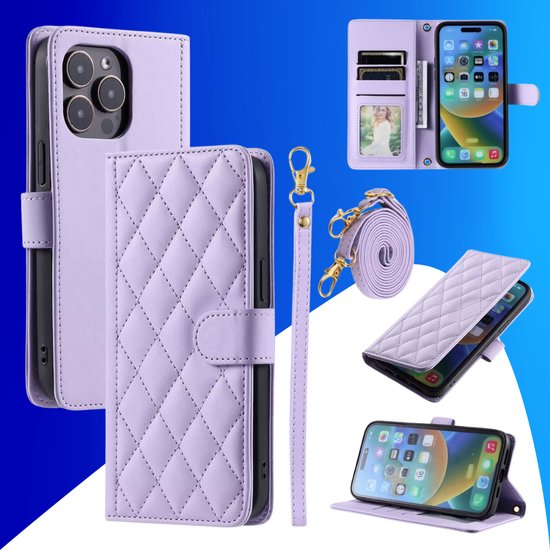 Hoesje geschikt voor Samsung Galaxy A21S - Bookcase - Pasjeshouder - Koord - Kunstleer - Paars