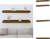 vidaXL Zwevende wandschappen - Massief grenenhout - 110 x 12 x 9 cm - Honingbruin - Set van 2 - Wandsteun