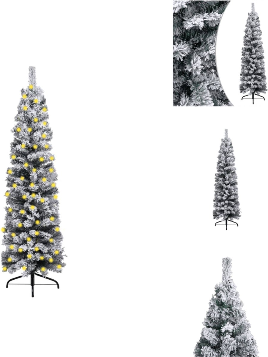 vidaXL Kunstkerstboom - Green PVC - 210 cm hoog - 55 cm diameter - LED-verlichting - USB-aansluiting - Decoratieve kerstboom