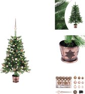 vidaXL Kunstkerstboom Mand - 65 cm - PE naaldvormige takken - LED verlichting - Groen - Incl - accessoires - Decoratieve kerstboom