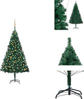 vidaXL Sapin de Noël artificiel Vert - 210 cm - Éclairage LED- Branches Extra épaisses - Sapin de Noël décoratif