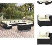 vidaXL Loungeset - Rattan - Zwart - 70 x 70 x 60.5 cm - Met kussens - Tuinset