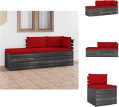 vidaXL Pallet Lounge Hoekbank - Grenenhout - Rood Kussen - 60x65x71.5 cm - Tuinset