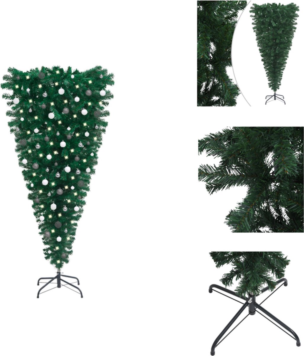 vidaXL Omgekeerde kerstboom - 180 cm x 90 cm - PVC - LED-verlichting - USB-aansluiting - Decoratieve kerstboom