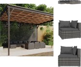 vidaXL Loungeset Poly Rattan - Grijs - Modulair en Comfortabel - Tuinset