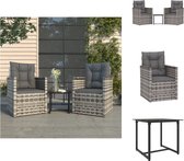vidaXL Lounge Set Breeze - Mobilier de jardin - 53x57x75 cm - Grijs - kussen anthracite - Ensemble de jardin