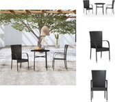vidaXL Poly Rattan Tuinset - Zwart - 45 x 45 cm (ø x H) - Stapelbare stoelen - Montage vereist - Tuinset