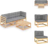 vidaXL Lounge Set - Grenenhout - Grijs - 70 x 70 x 67 cm - Montage vereist - Tuinset