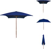 vidaXL Parasol de jardin - Bois - 200 x 300 x 250 cm - Blauw - Protection UV - Polyester - Diamètre du mât 38 mm - Parasol