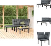 vidaXL Lounge Set - PE-rattan - Zwart - Hoekstoel - Enkele stoel - Voetenbank - Tafel - 55x55x31 cm - 62x62x68 cm - 55x62x68 cm - Comfortabele kussens - Stabiel frame - Modulair ontwerp - Tuinbank