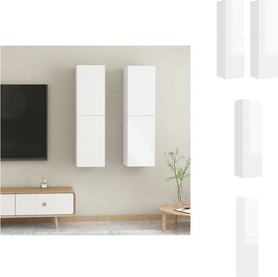 vidaXL TV-meubel - wandkasten van spaanplaat - Hoogglans wit - 30.5x30x110cm - Kast