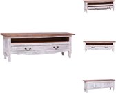 vidaXL Tv-meubel - Antieke stijl - Massief gerecycled hout - 120 x 30 x 40 cm - Met 1 lade en 1 open vak - Kast