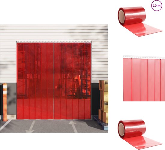 vidaXL Bande de porte - Matériau isolant PVC - 300 mm x 2,6 mm - Rouge - Rideau