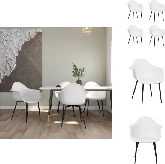 vidaXL Chaises de salle à manger minimalistes - Wit - PP et métal - 64 x 59 x 84 cm - Design ergonomique - Chaise de salle à manger