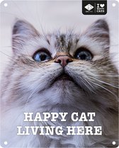 I Love Happy Cats - Anneleen Bru - I Love Happy Cats Bord 'living Here' 20x25cm Meerkleurig