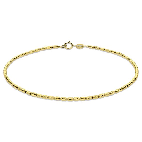 Lucardi Dames 14 Karaat geelgouden armband diamond cut - Armband - 14 Karaat Goud - Geelgoud - 19 cm