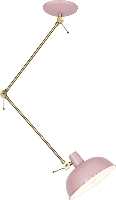 QAZQA milou - Plafonnier Rétro - 1 lumière - L 25 cm - Rose - Salon | Chambre à coucher | Cuisine