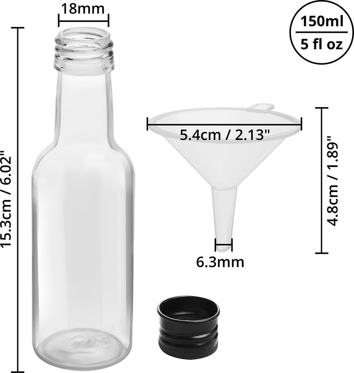 Sewroro Drinking ball, 150 ml, 25 pieces, 150 transparent pear bottles
