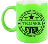 Bellatio Decorations Cadeau koffie/thee mok voor trainer/coach - beste trainer - groen - 300 ml